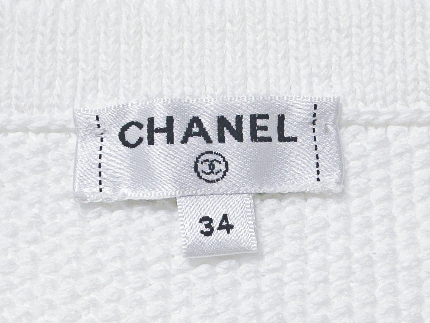 CHANEL Coco Mark Cropped Knit Top, Size 34