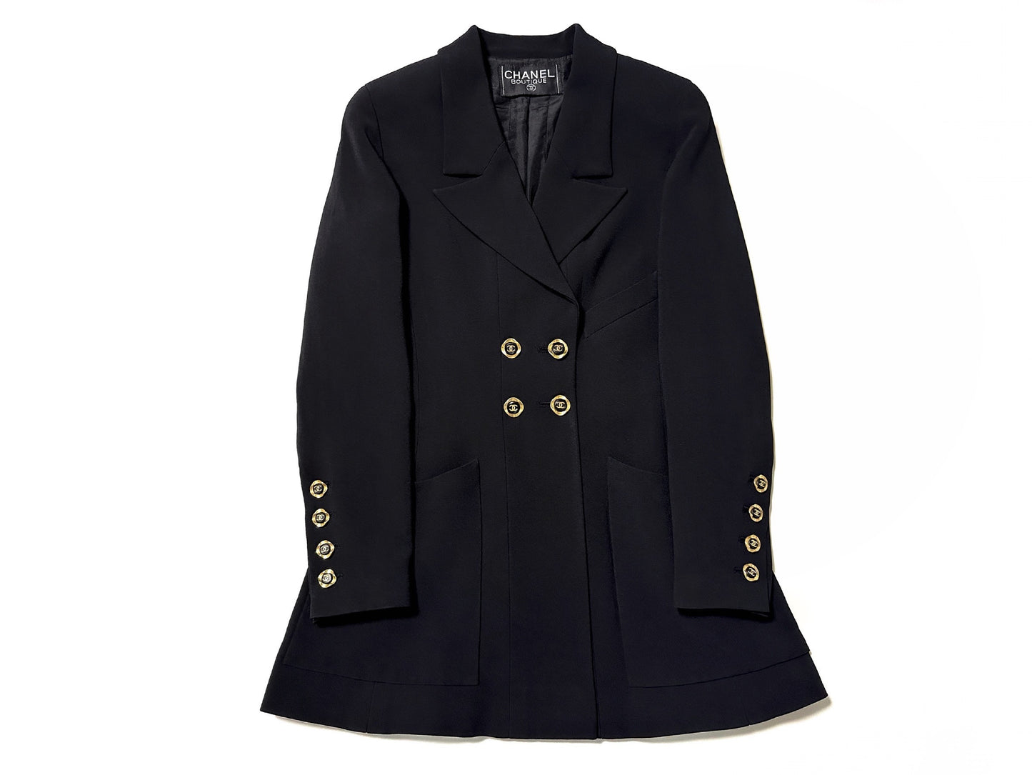 CHANEL Coco Button Double-Breasted Jacket Black Jacket