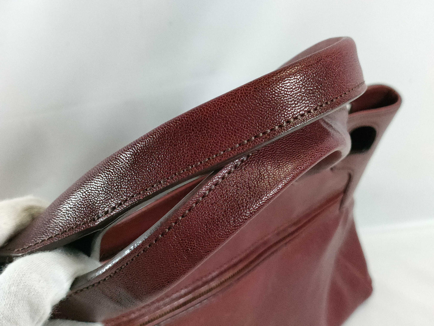 Cartier Burgundy Calfskin Tote Bag Marcello Handbag