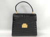 Tiffany & Co. TIFFANY & Co. Tiffany handbag, black leather, crocodile embossed, gold hardware, top handle, flap closure, women's B handbag