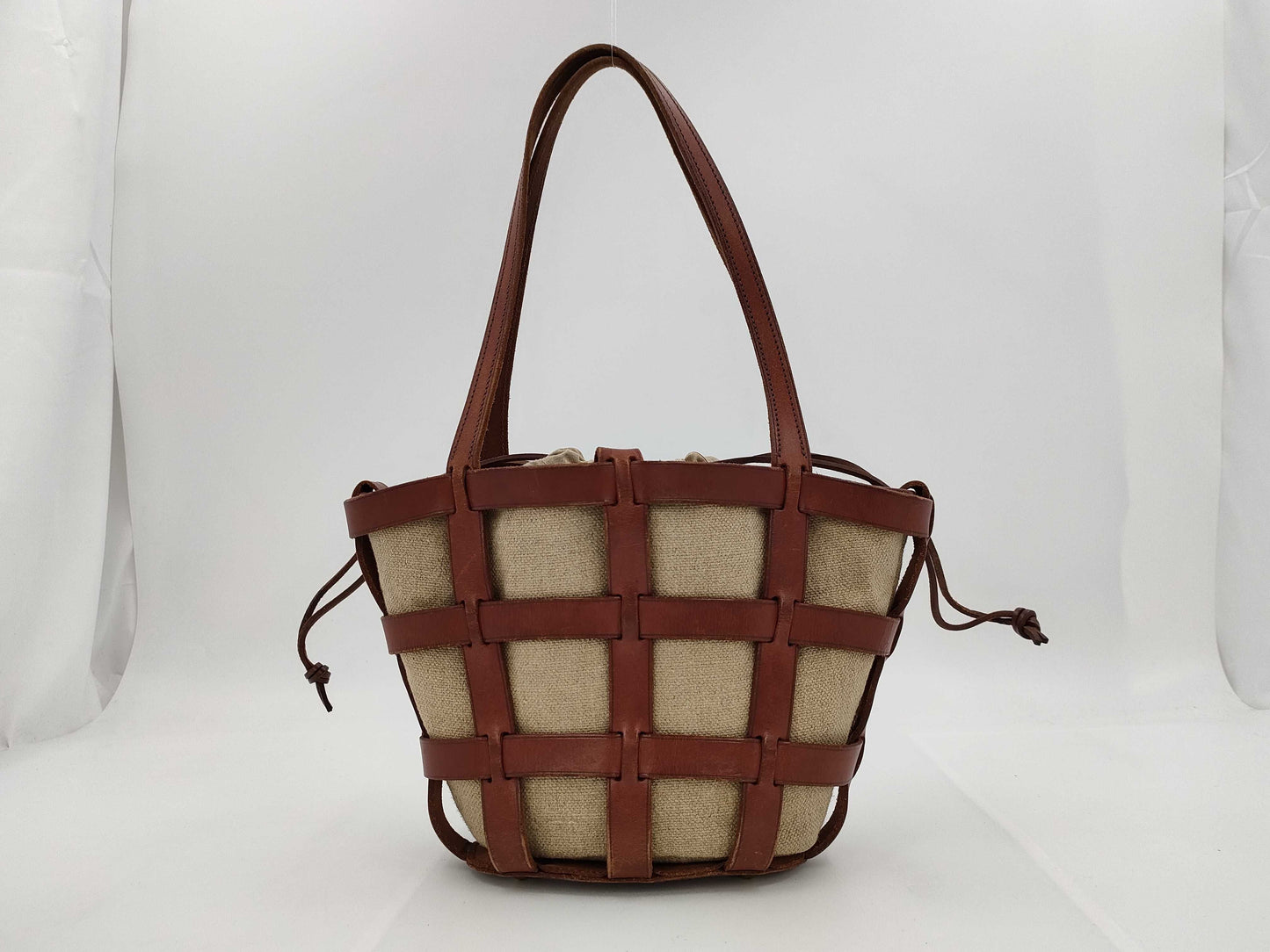 Just Campagne Women's Cotton Canvas Tote Bag, Beige, Drawstring, One-Shoulder, Classic VALLEE SET Handbag