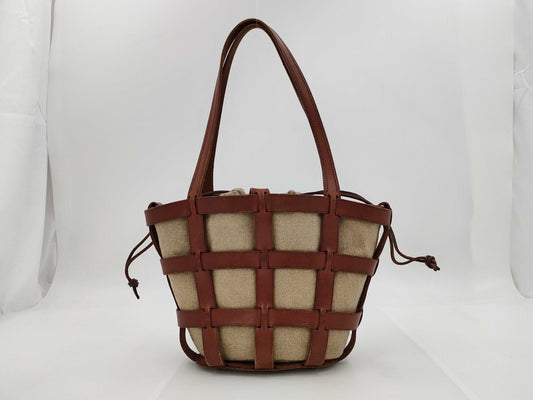 Just Campagne Women's Cotton Canvas Tote Bag, Beige, Drawstring, One-Shoulder, Classic VALLEE SET Handbag