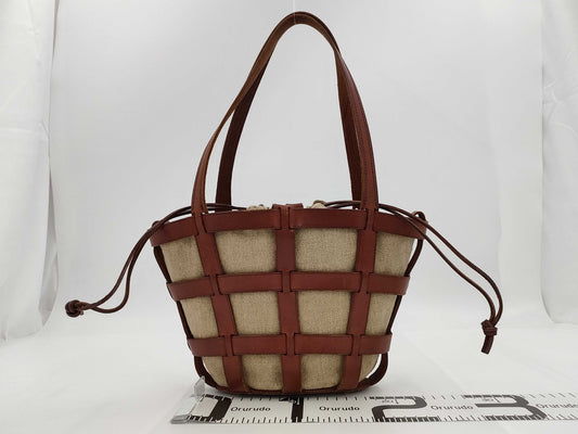 Just Campagne Women's Cotton Canvas Tote Bag, Beige, Drawstring, One-Shoulder, Classic VALLEE SET Handbag