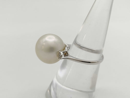 Pearl diameter: approx. 14.4mm, D0.10ct, PT900, 7.0g, Ring