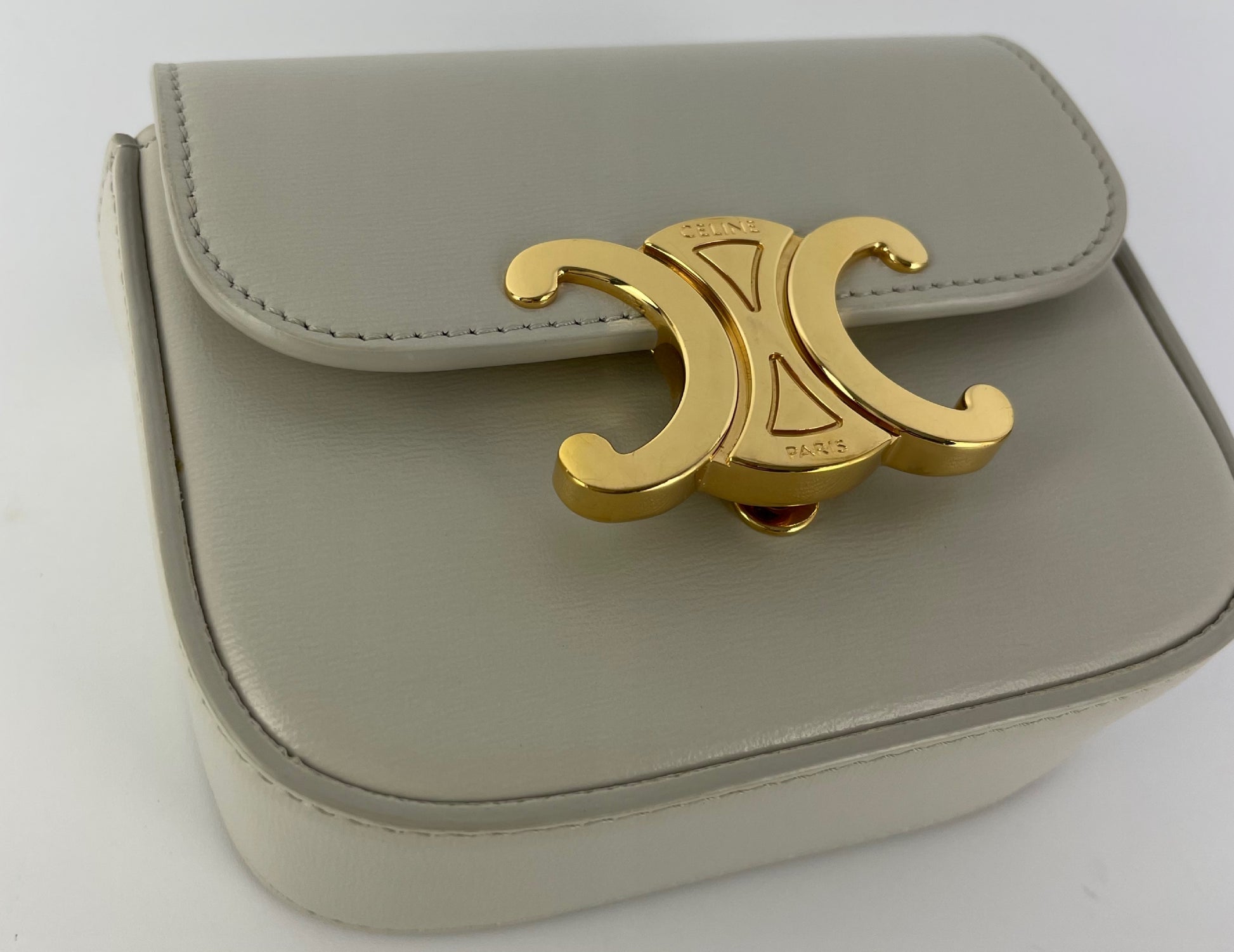 CELINE Claude Triomphe Gray Leather Shoulder Bag
