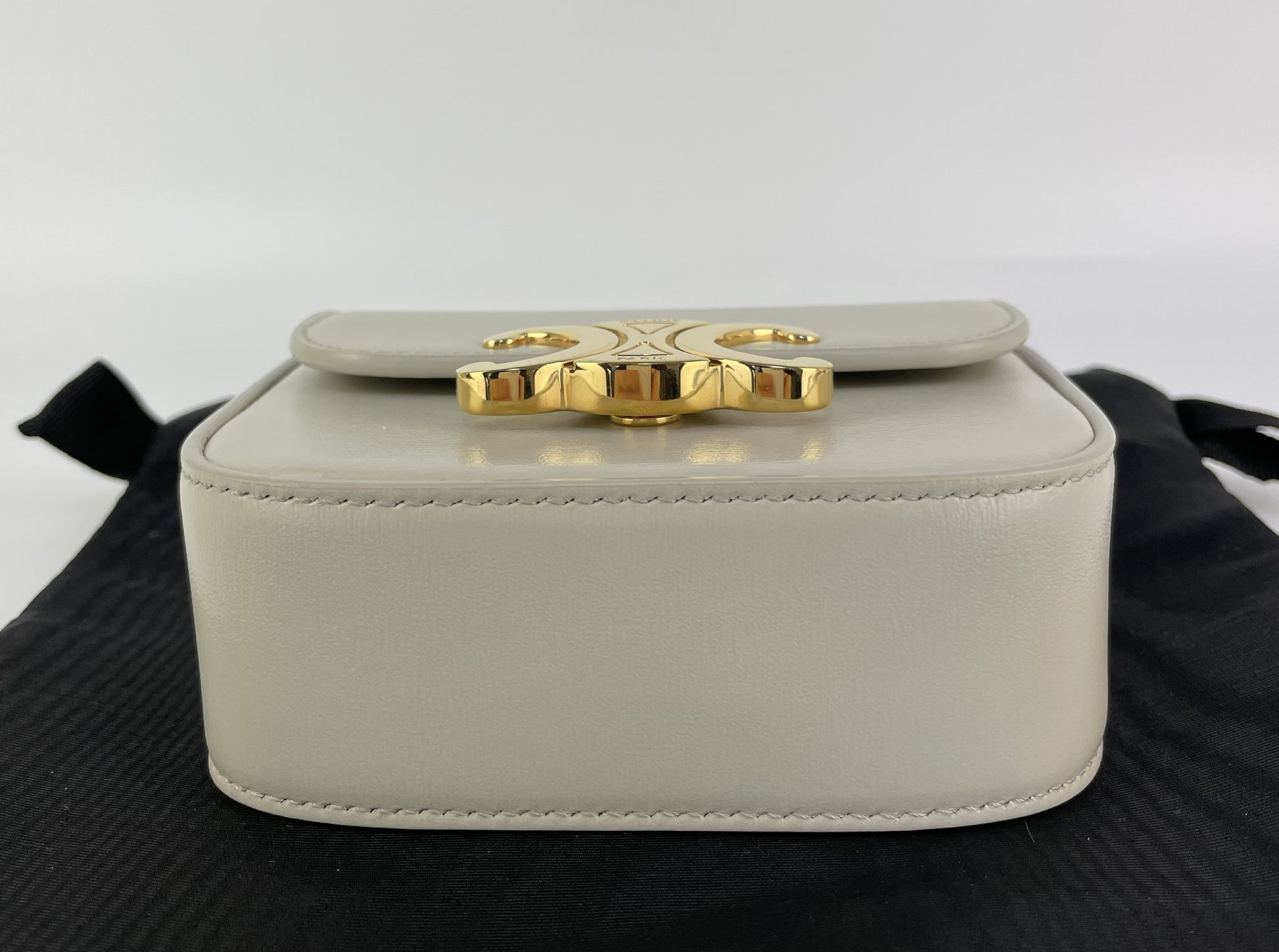 CELINE Claude Triomphe Gray Leather Shoulder Bag