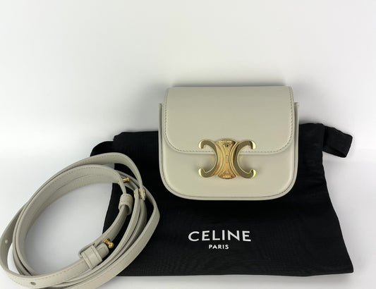 CELINE Claude Triomphe Gray Leather Shoulder Bag