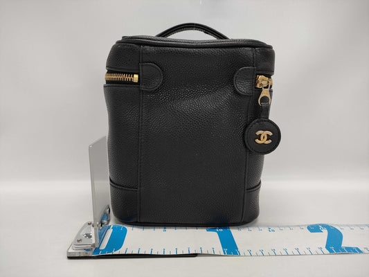 CHANEL Vertical Vanity Bag with Coco Mark, Caviar Skin, Black Handbag