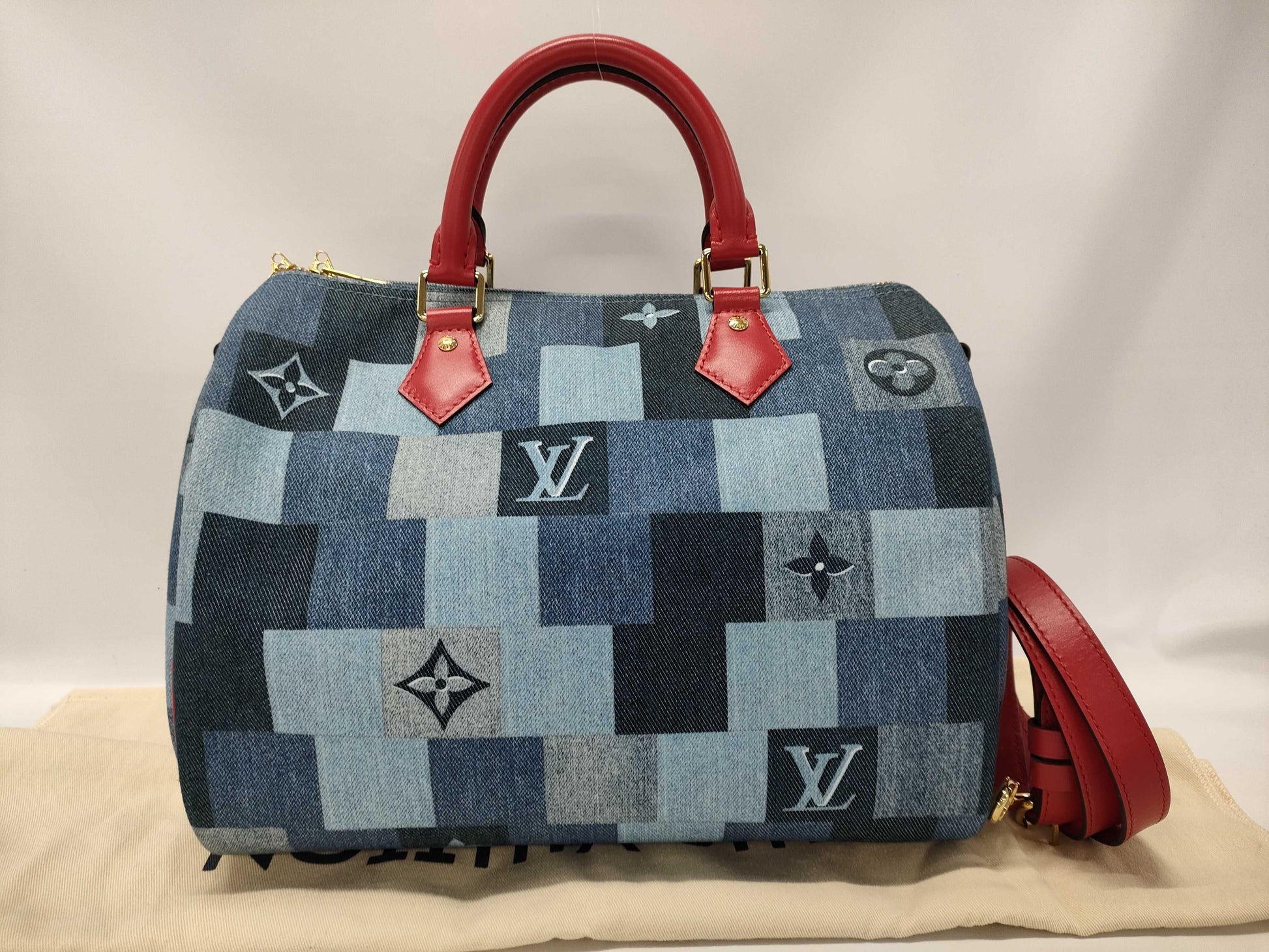 LOUIS VUITTON Speedy Bandouliere 30 Monogram Denim Patchwork Shoulder Bag M45041 MB4199