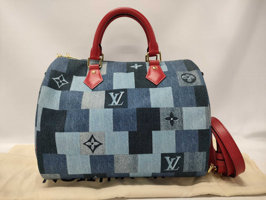 LOUIS VUITTON Speedy Bandouliere 30 Monogram Denim Patchwork Shoulder Bag M45041 MB4199