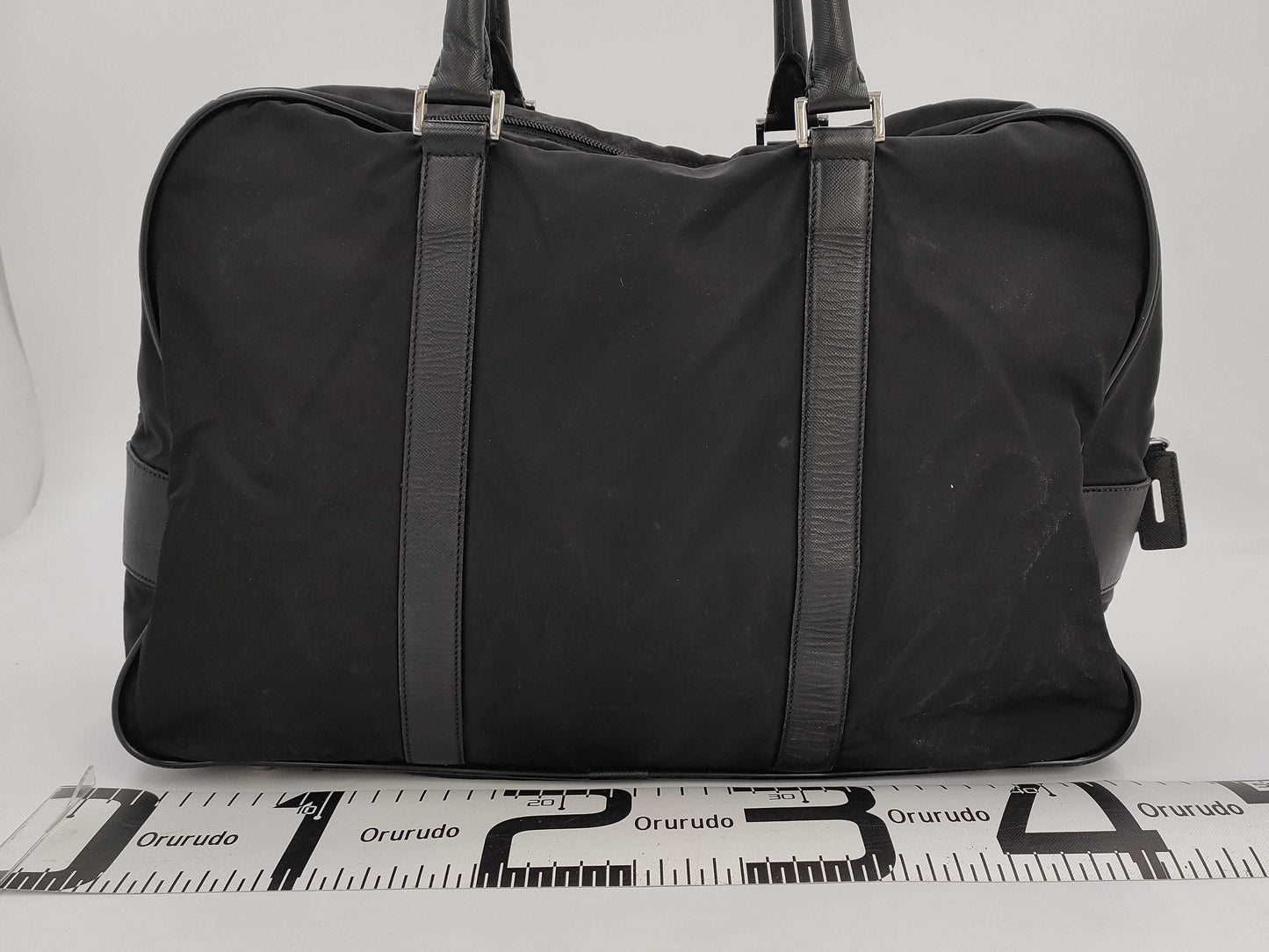PRADA Prada Nylon Saffiano Leather Business Bag, Boston Bag, Tote Bag, Handbag with Triangle Logo, Shoulder Bag, Large Capacity, White Tag Included, Black