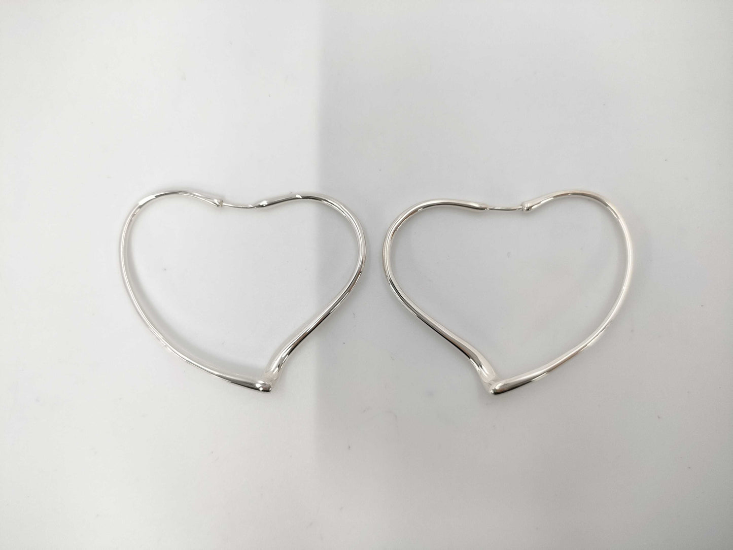 Tiffany & Co. Tiffany Elsa Peretti Open Heart Hoop Earrings, Medium, Ag925, 9.9g