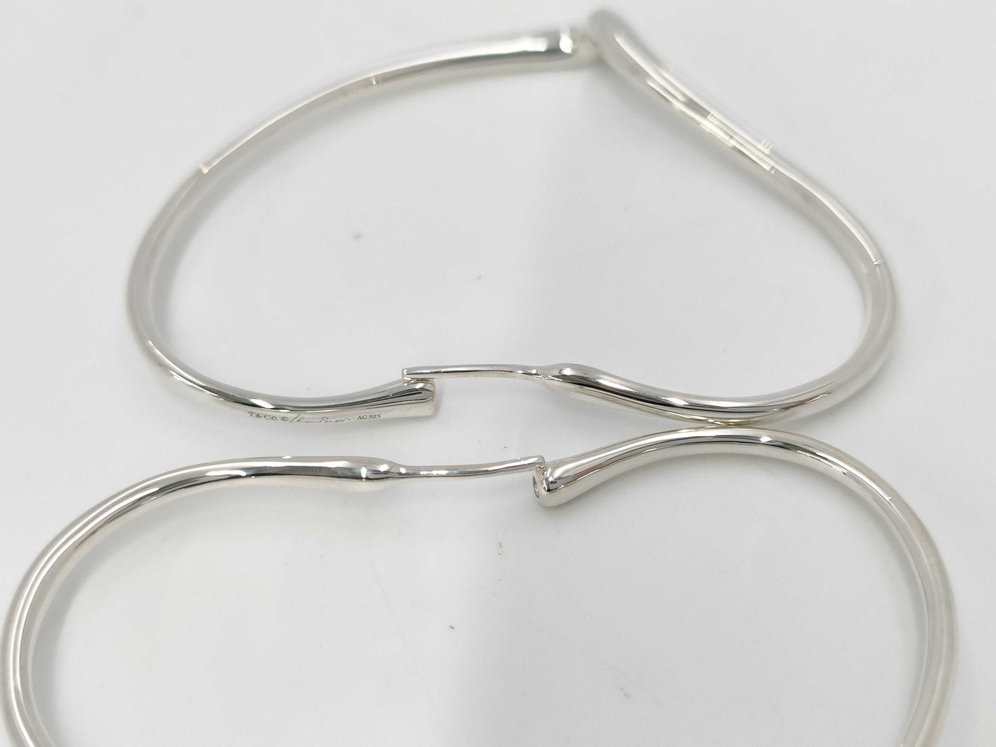 Tiffany & Co. Tiffany Elsa Peretti Open Heart Hoop Earrings, Medium, Ag925, 9.9g