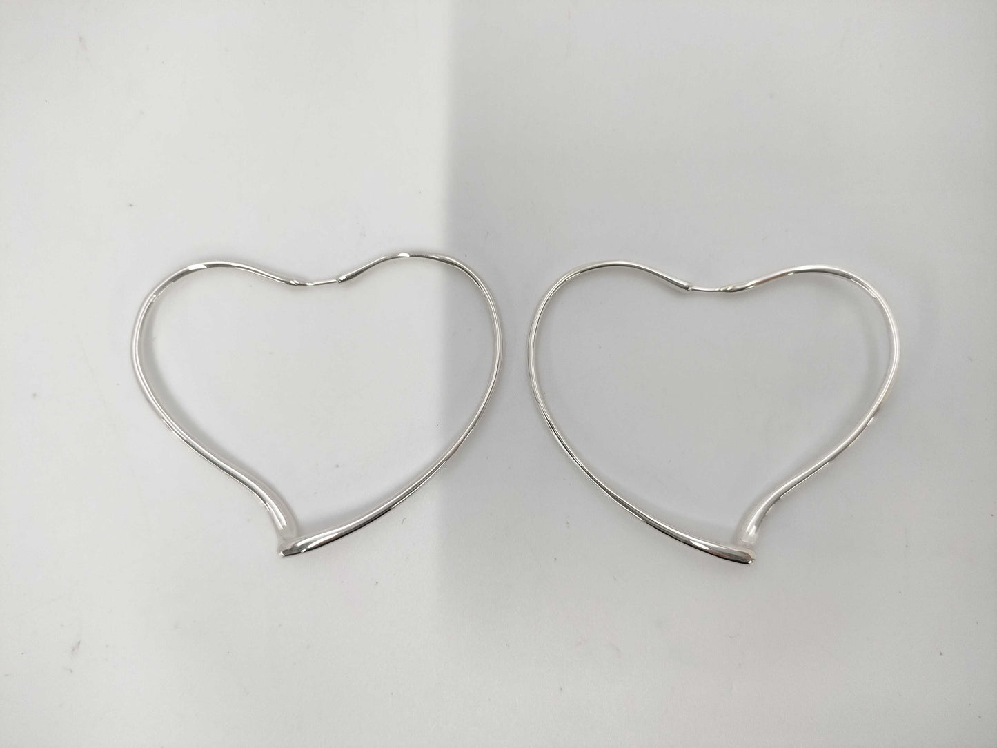 Tiffany & Co. Tiffany Elsa Peretti Open Heart Hoop Earrings, Large, Ag925, 11.3g