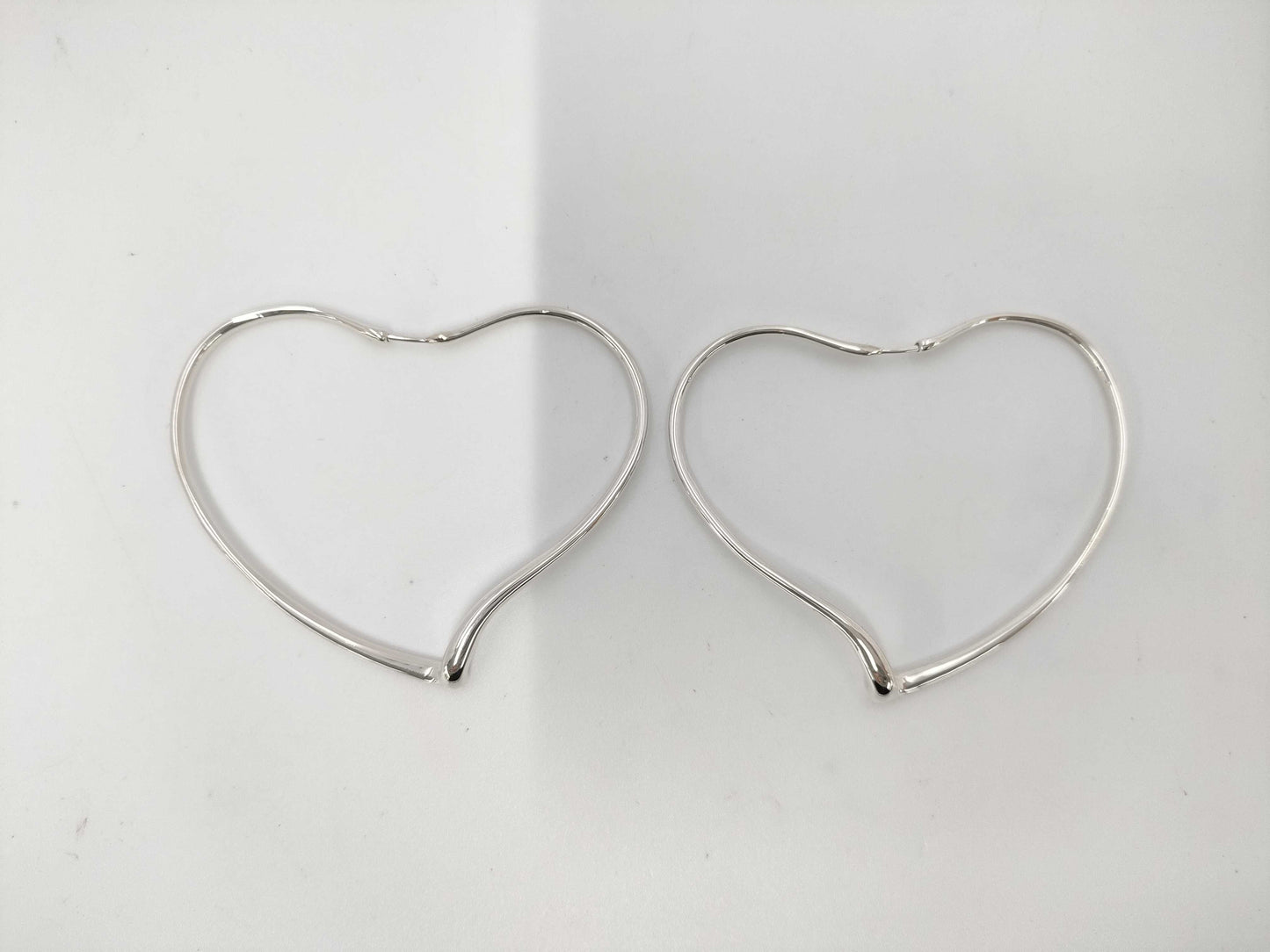 Tiffany & Co. Tiffany Elsa Peretti Open Heart Hoop Earrings, Large, Ag925, 11.3g