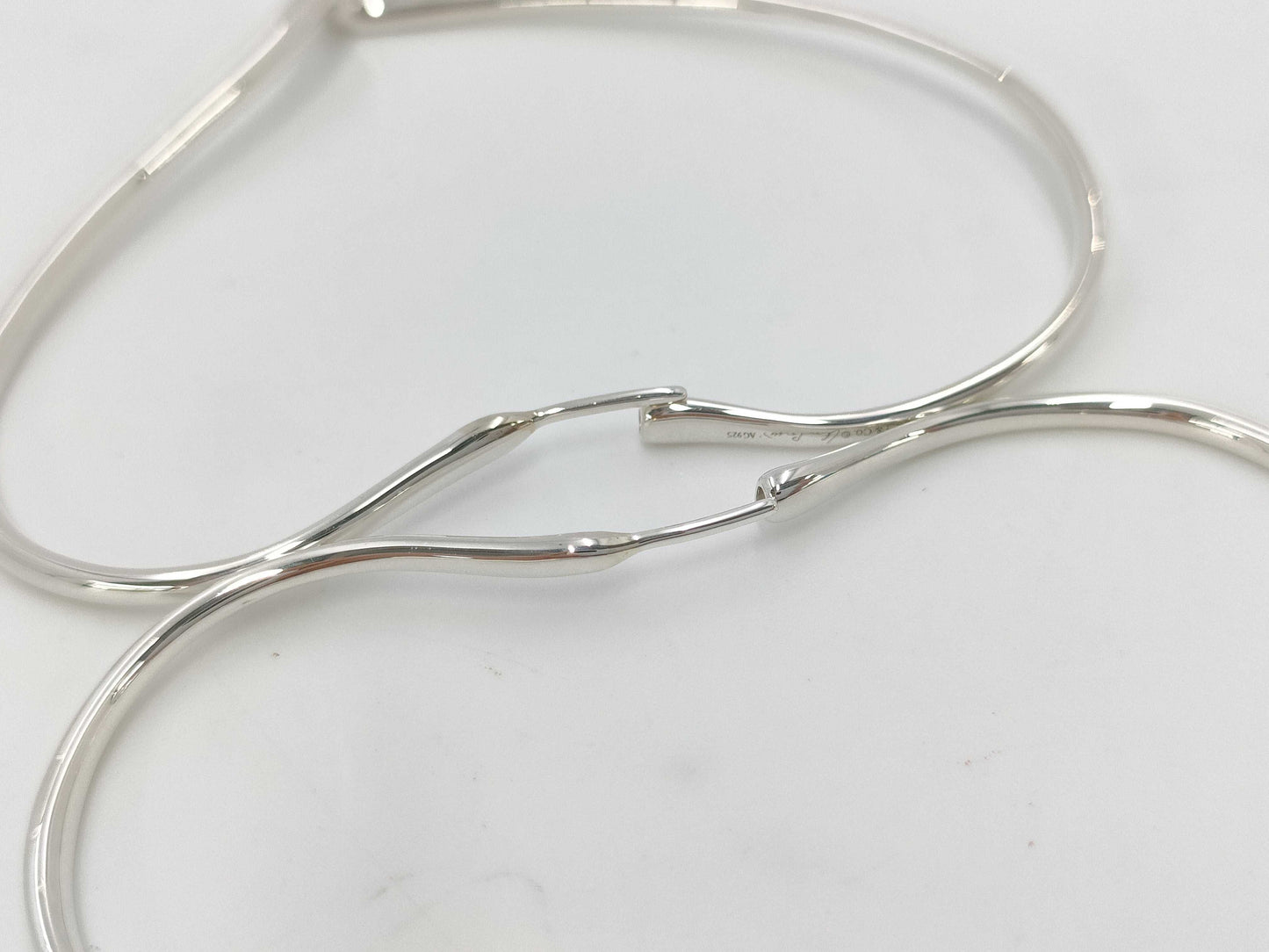Tiffany & Co. Tiffany Elsa Peretti Open Heart Hoop Earrings, Large, Ag925, 11.3g