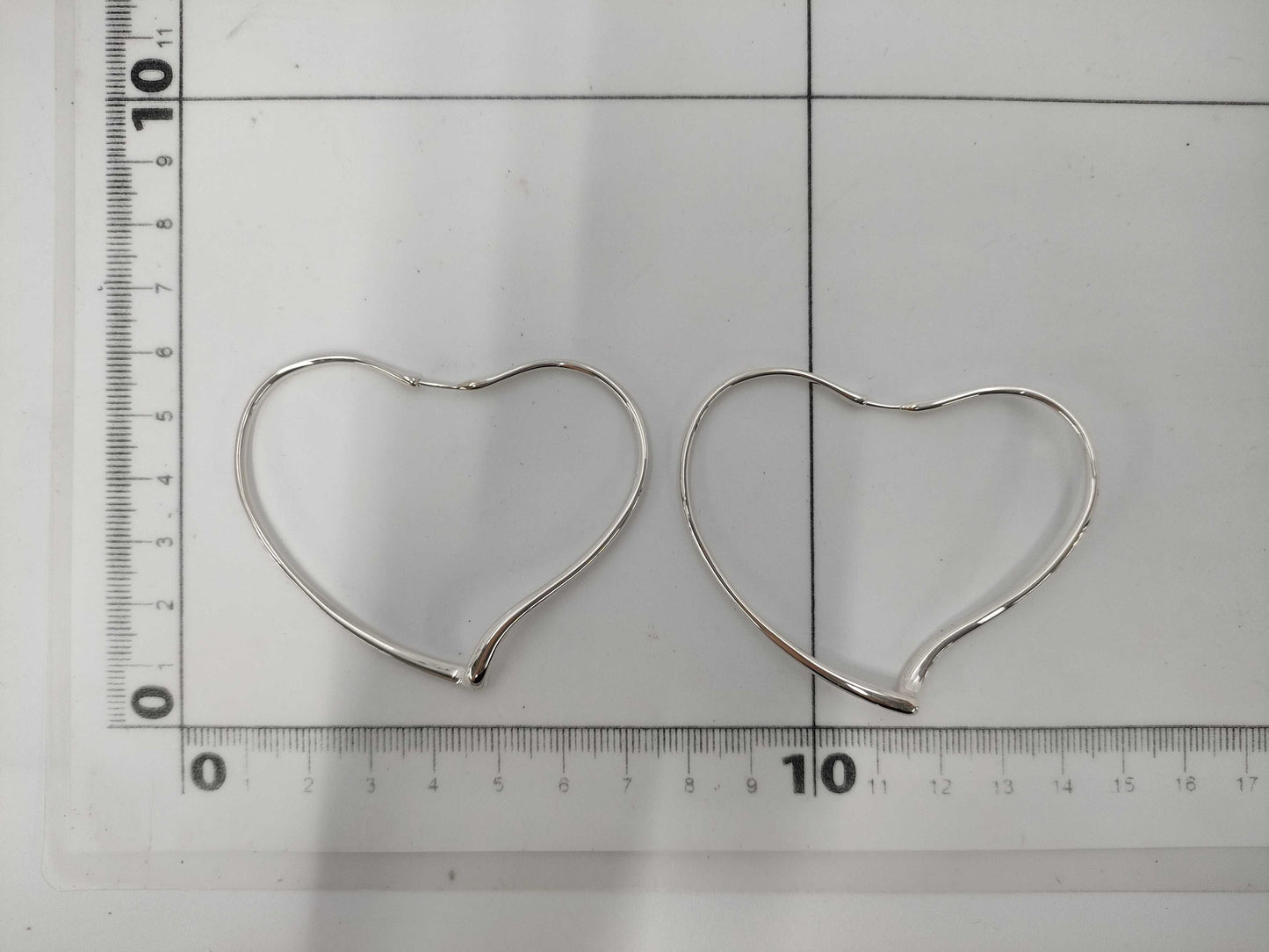 Tiffany & Co. Tiffany Elsa Peretti Open Heart Hoop Earrings, Large, Ag925, 11.3g