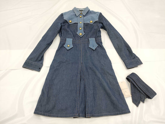 GUCCI GUCCI Denim Dress with Replacement Buttons, Size 40