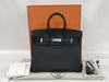 HERMES Birkin 25 Black K Stamp Silver Hardware Handbag