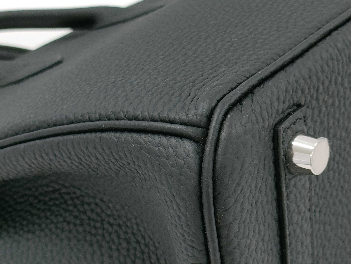 HERMES Birkin 25 Black K Stamp Silver Hardware Handbag