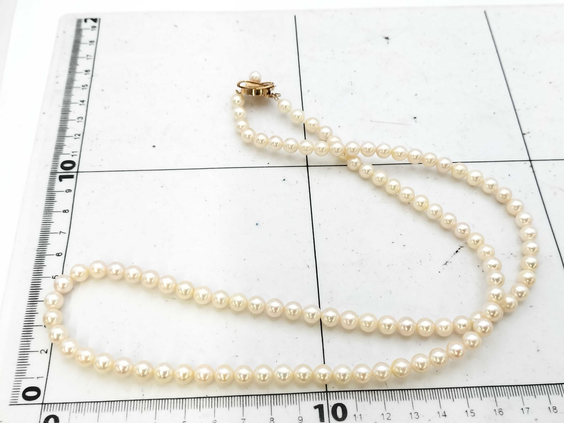 Pearl diameter approximately 6.5-6.9mm, 14K gold, 47.5g, necklace