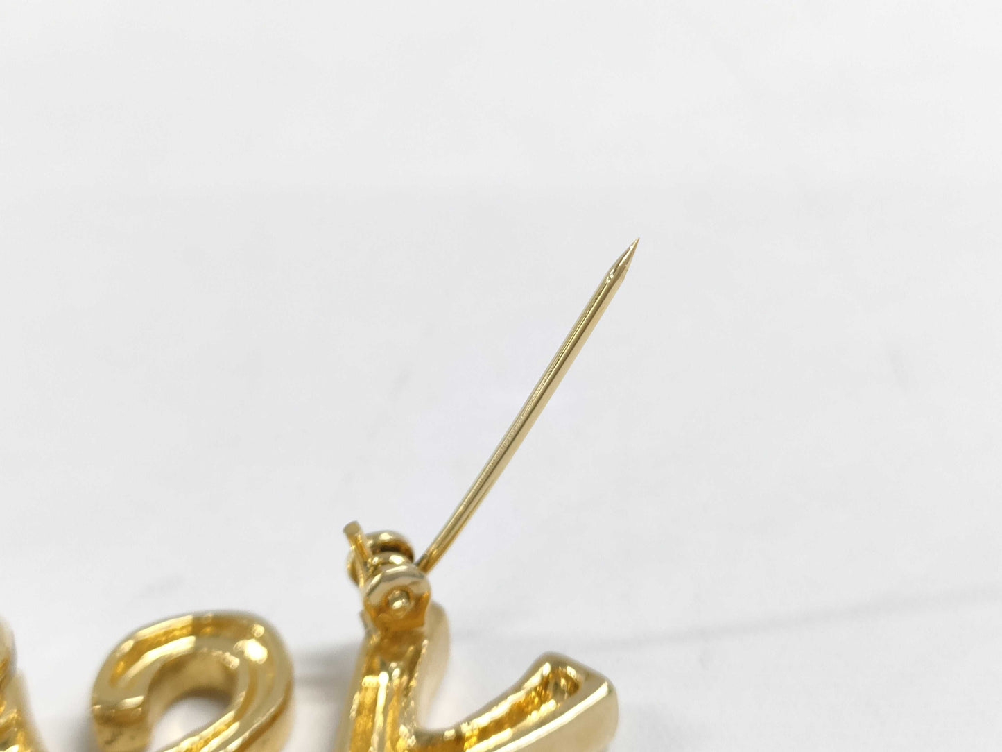 Yves Saint Laurent YSL Gold-Colored Rhinestone Heart Brooch