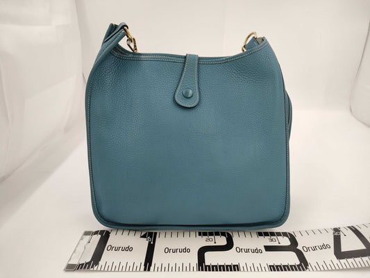 HERMES Evelyn Evelyn Taurillon Blue Jean F Stamped Shoulder Bag