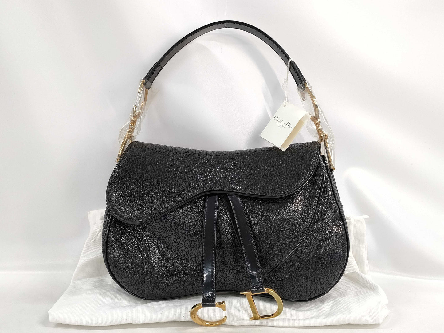 Dior Python Double Saddle Bag with G Hardware Shoulder Bag