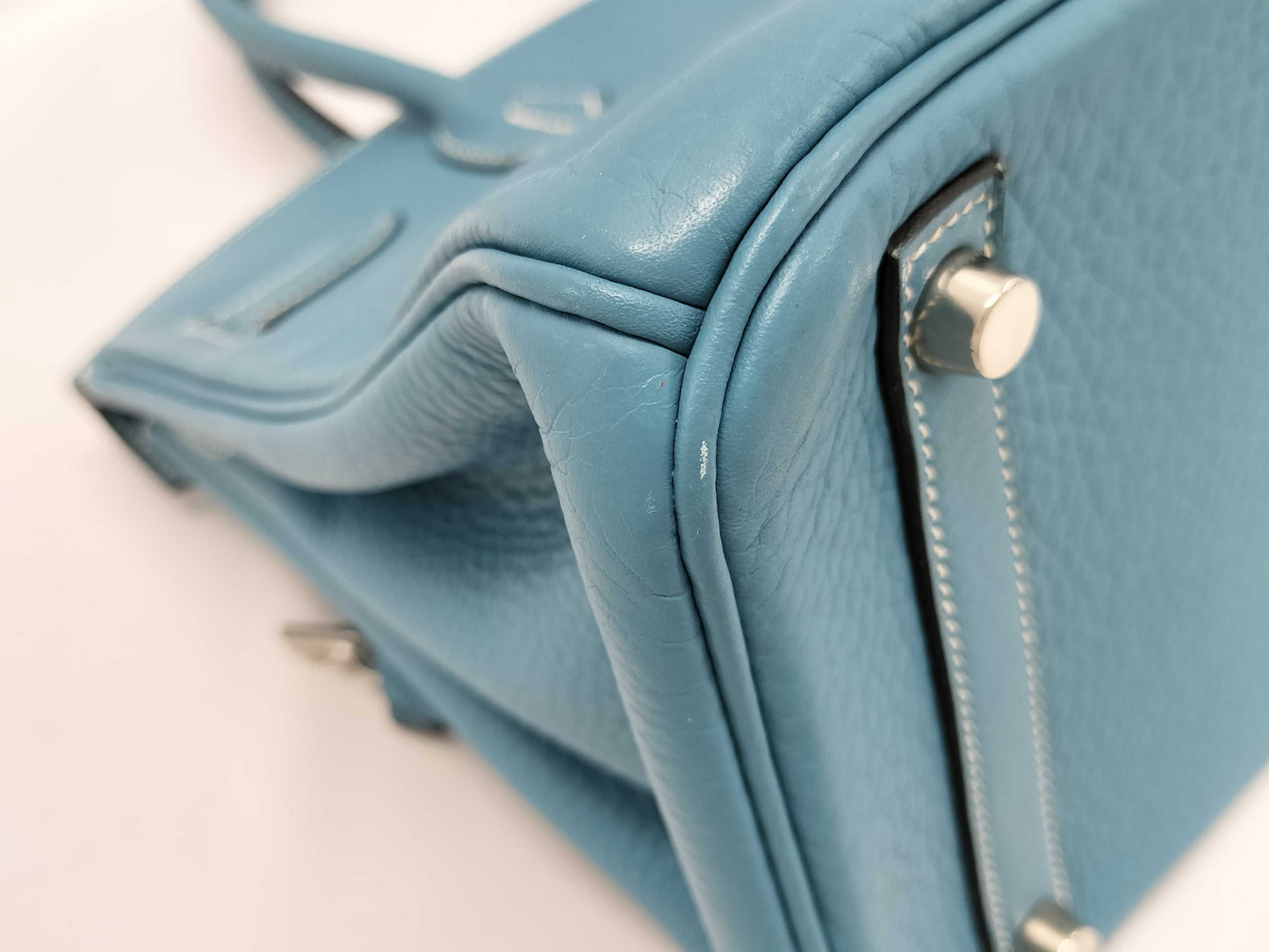 HERMES HERMES Birkin 30 Blue □I Cadena Crochet Handbag