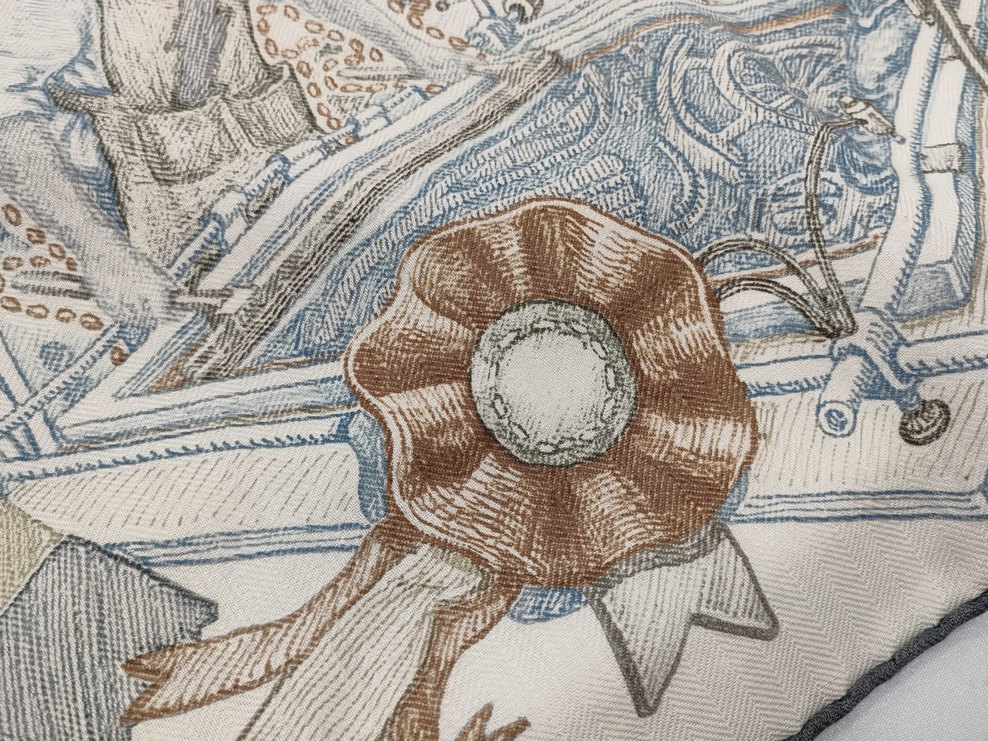 HERMES Carre Jean Cashmere Silk Large Shawl with Hermes World Illustrations and Other Accessories