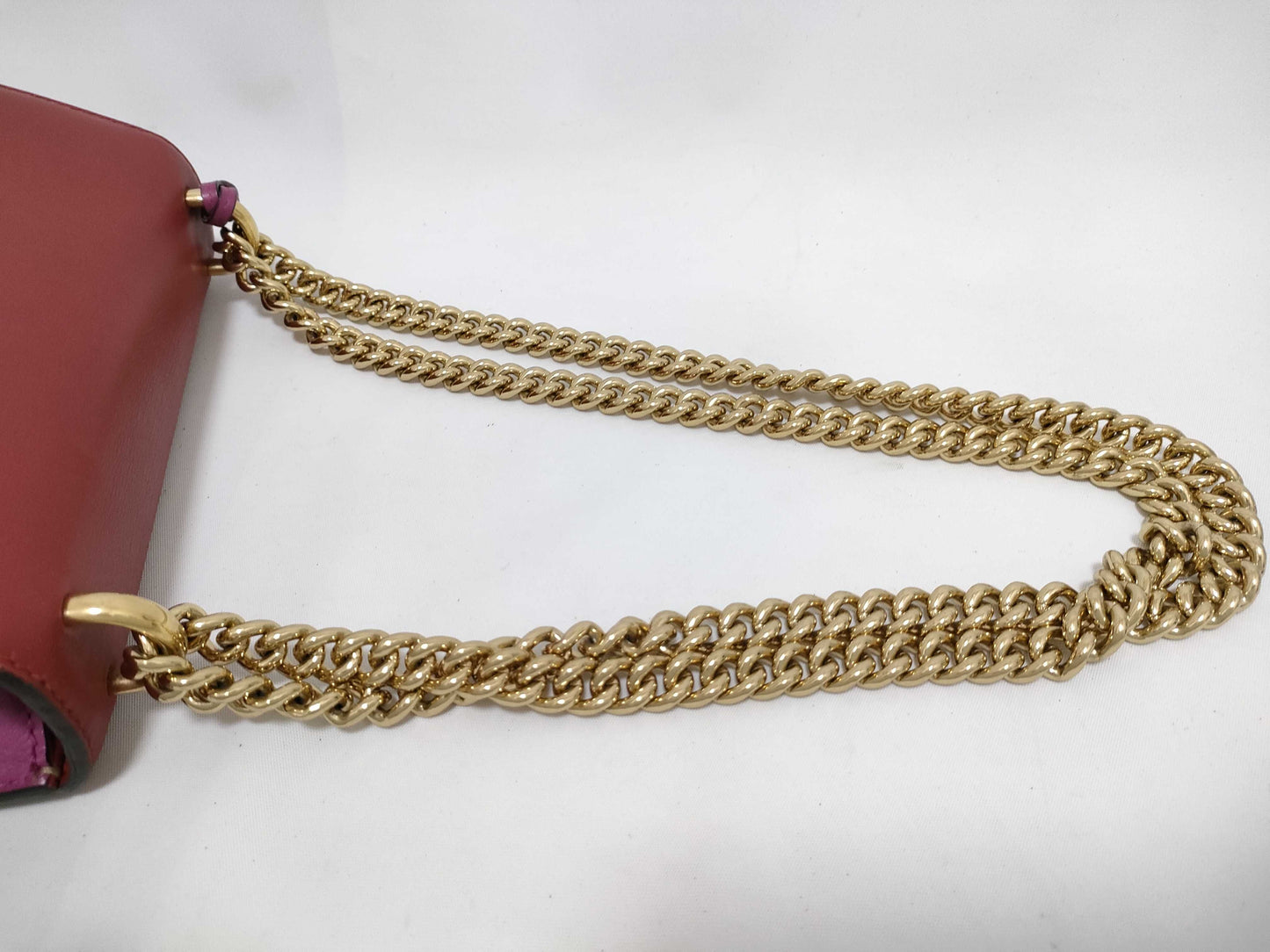 GUCCI GG Supreme Chain Shoulder Bag 409487 Red Beige Shoulder Bag