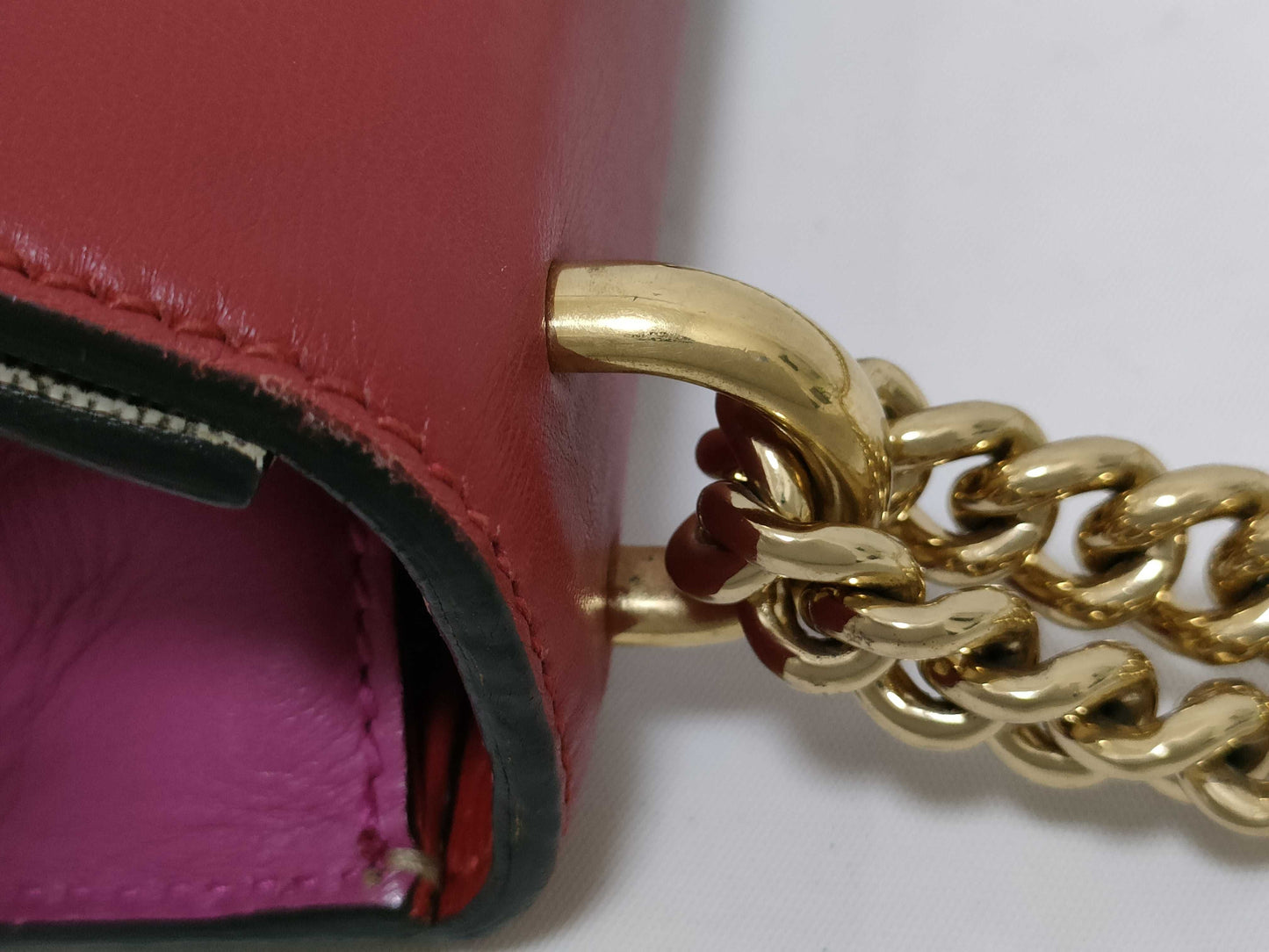 GUCCI GG Supreme Chain Shoulder Bag 409487 Red Beige Shoulder Bag