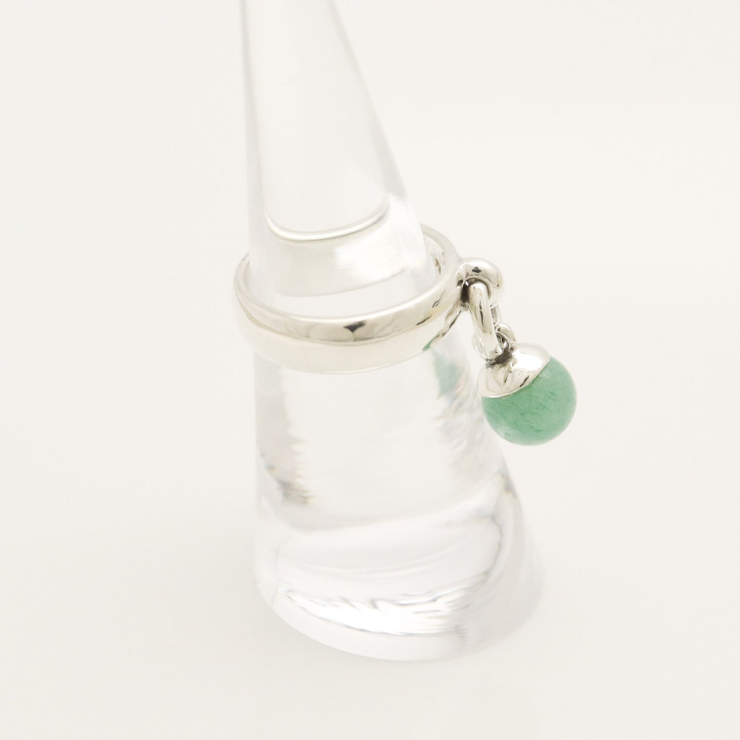 Tiffany & Co. Ball Dangle Jade Ring, 925 Sterling Silver, 5.85g