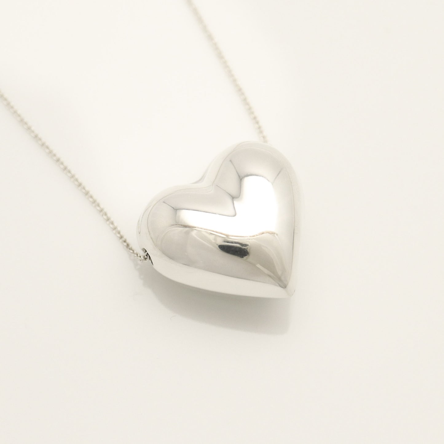 Tiffany & Co. Puff Heart Necklace Pendant, Sterling Silver , Weight: 11.96g