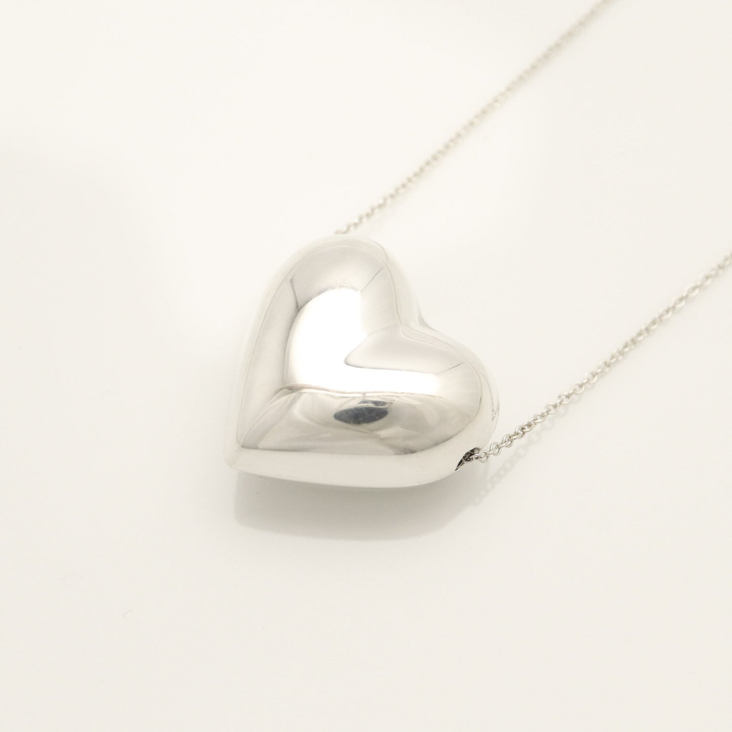Tiffany & Co. Puff Heart Necklace Pendant, Sterling Silver , Weight: 11.96g