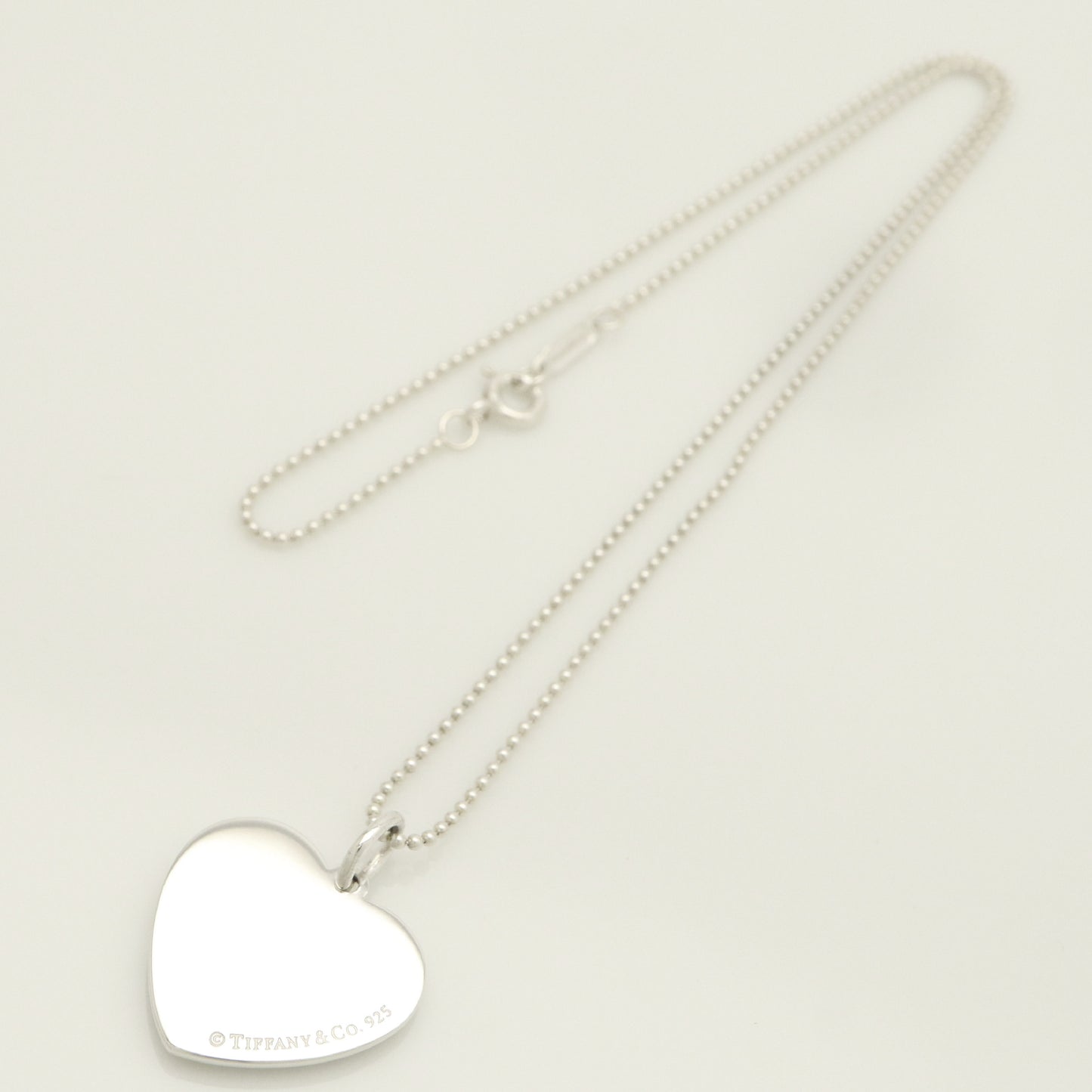 Tiffany & Co. LOVE Heart Bead Edge Necklace Pendant, 925 Sterling Silver, 7.48g