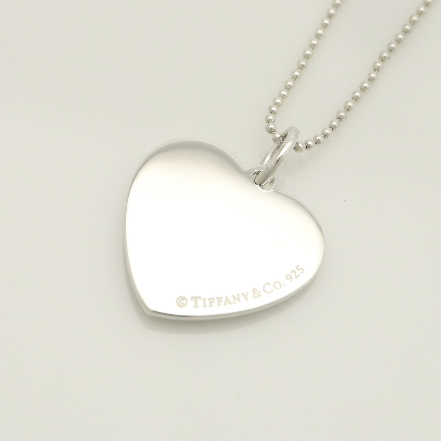 Tiffany & Co. LOVE Heart Bead Edge Necklace Pendant, 925 Sterling Silver, 7.48g