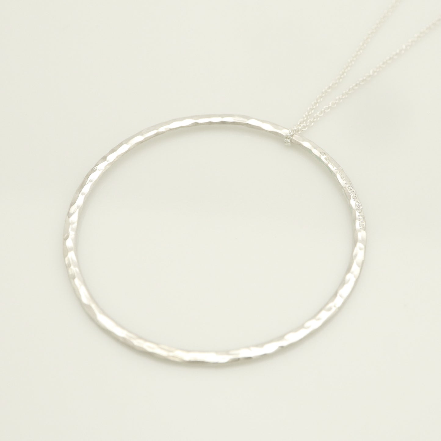Tiffany & Co. TIFFANY & Co. Logo Barhamard Circle Necklace Pendant in Sterling Silver Weight: 3.02g