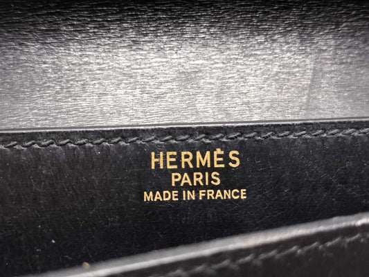 HERMES Sac a Depeche Black Business Bag with Gold Hardware and 〇R Stamp