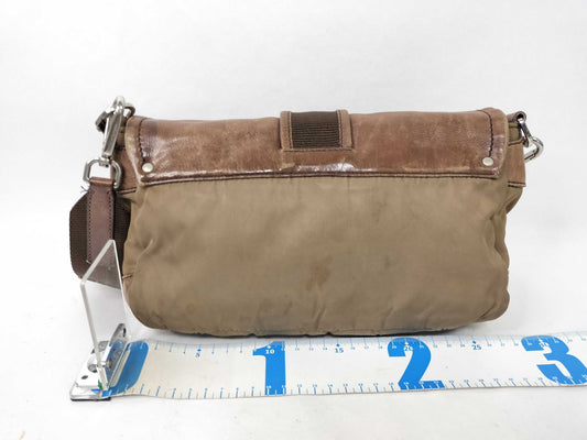 PRADA nylon Coach handbag with brown leather shoulder bag