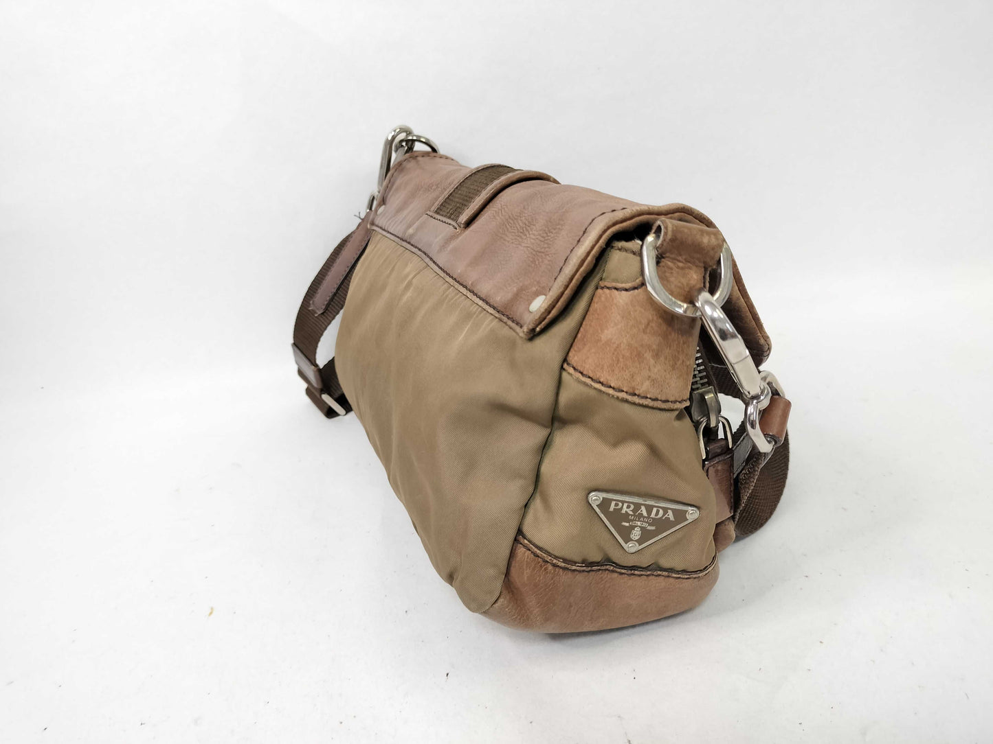 PRADA nylon Coach handbag with brown leather shoulder bag