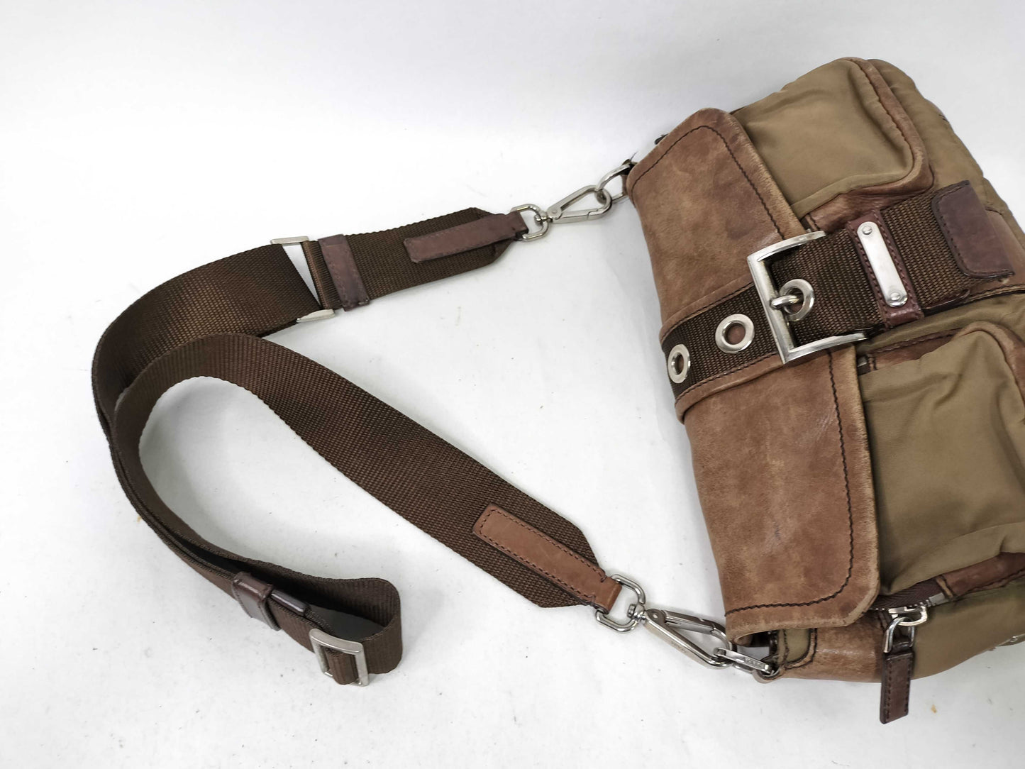 PRADA nylon Coach handbag with brown leather shoulder bag
