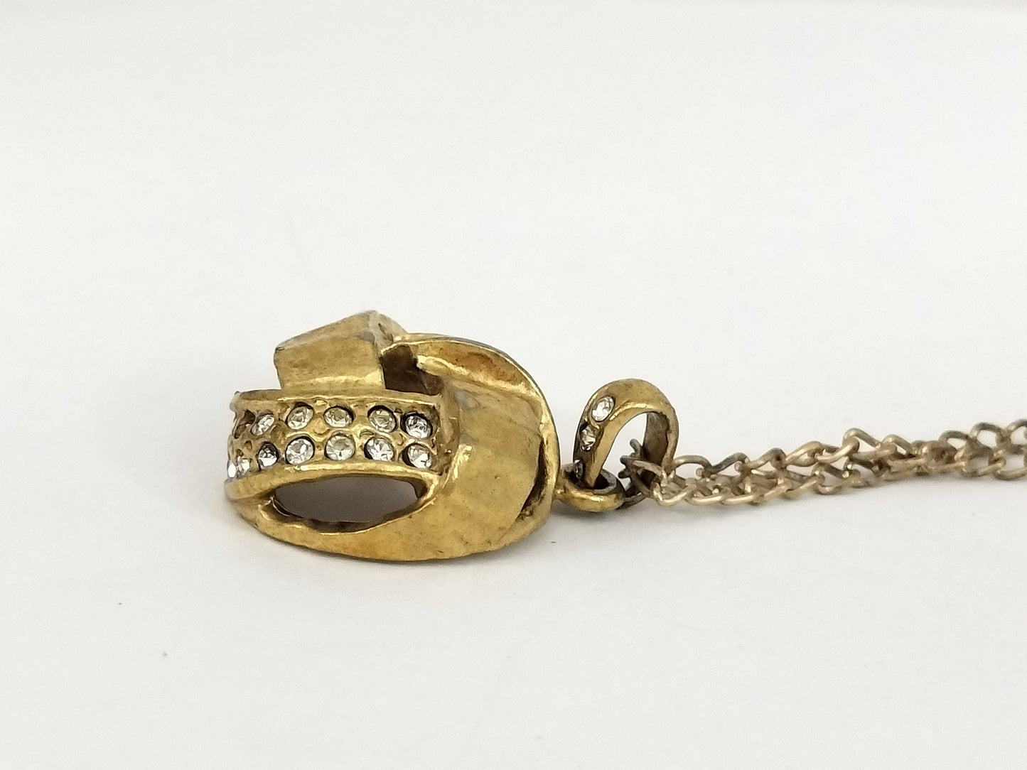 Yves Saint Laurent Yves Saint Laurent Gold Rhinestone Necklace with Non-Original Chain