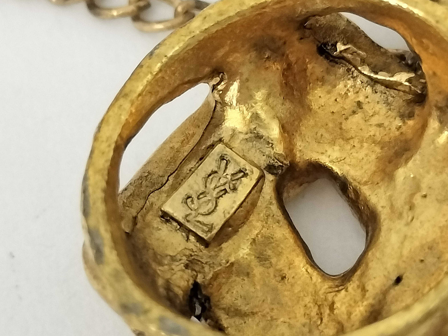 Yves Saint Laurent Yves Saint Laurent Gold Rhinestone Necklace with Non-Original Chain
