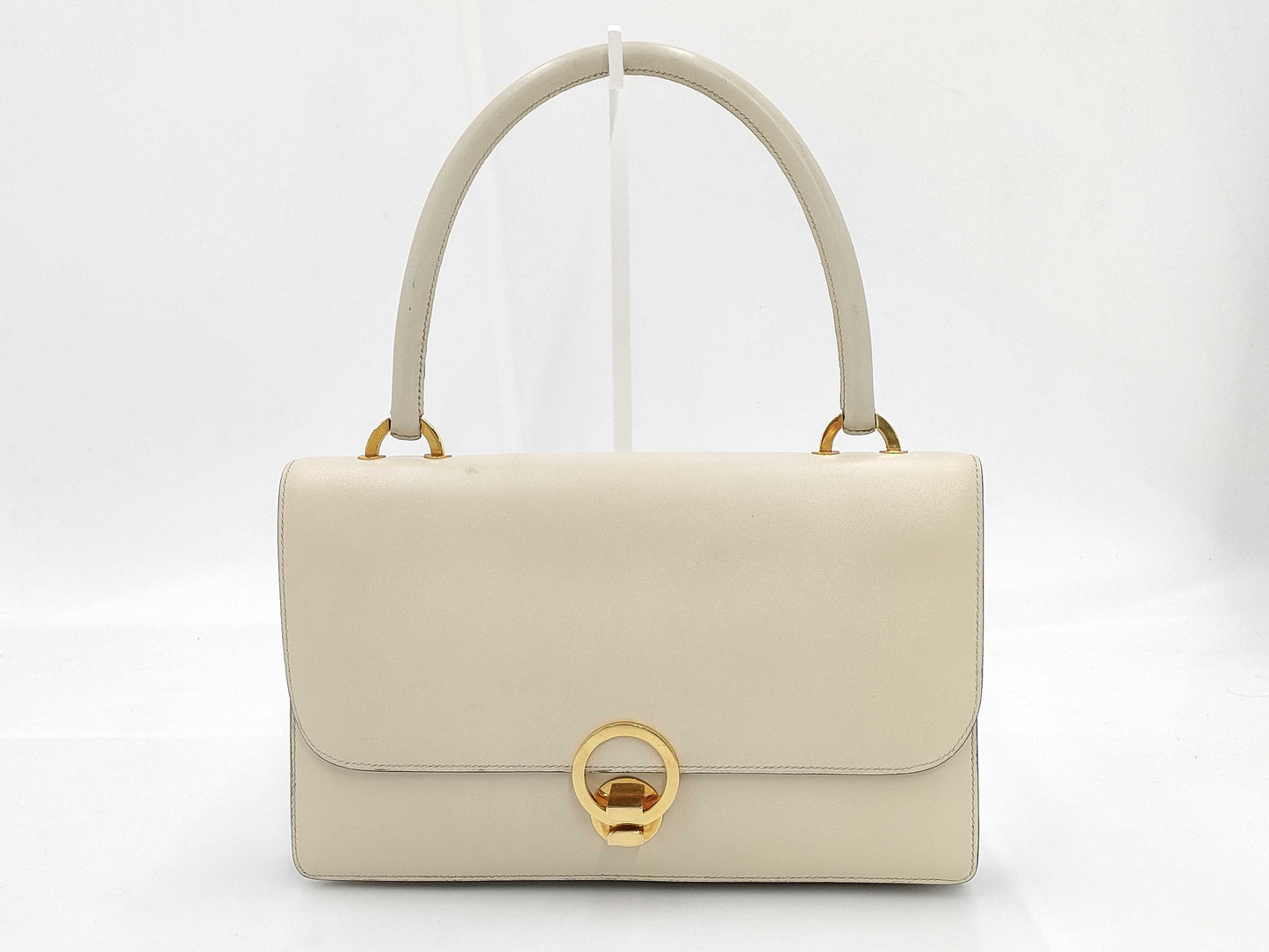 HERMES Ringdo Leather Off-White Handbag