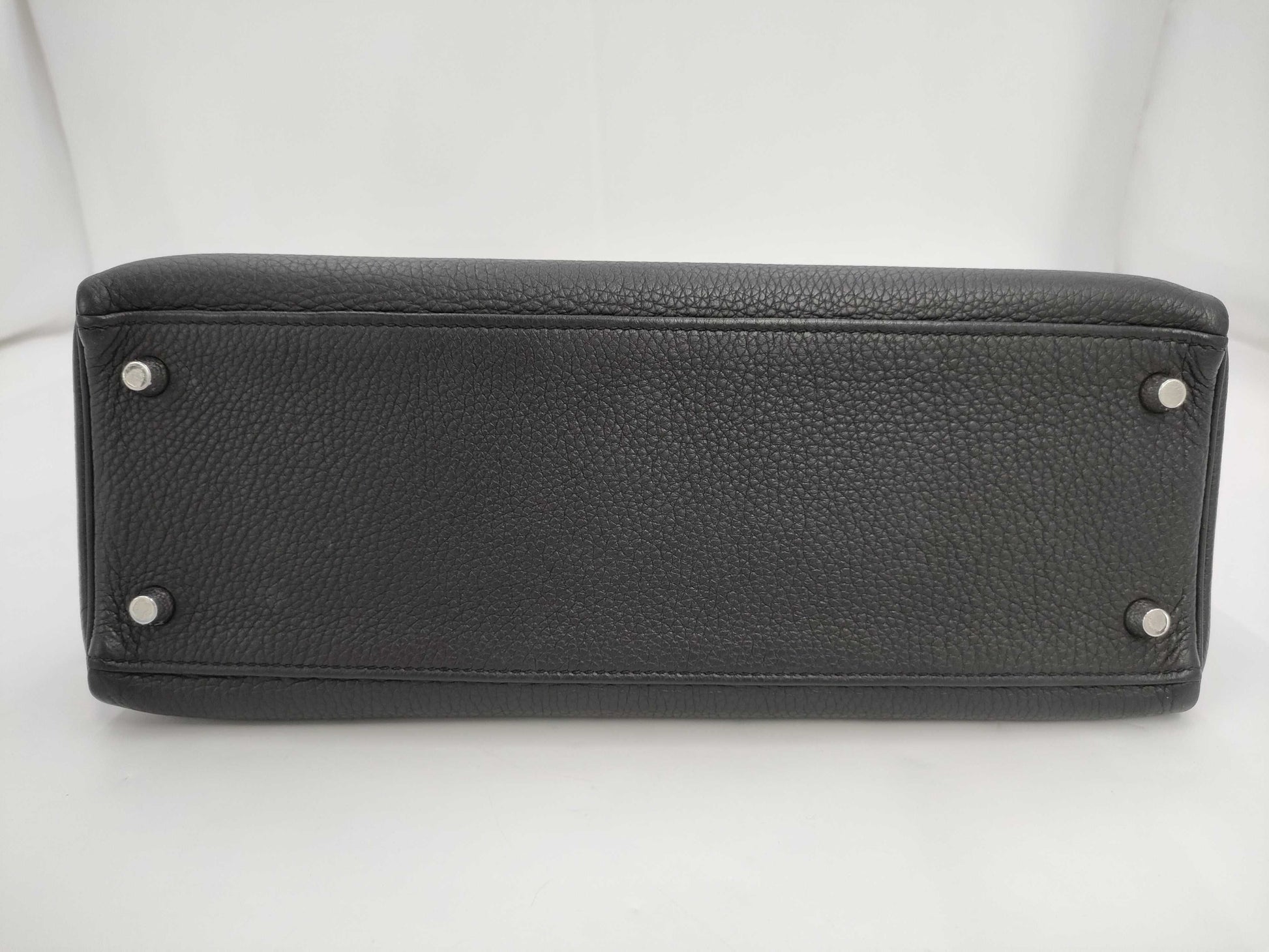 HERMES Kelly 32 A Stamped Togo Noir Silver Hardware Handbag
