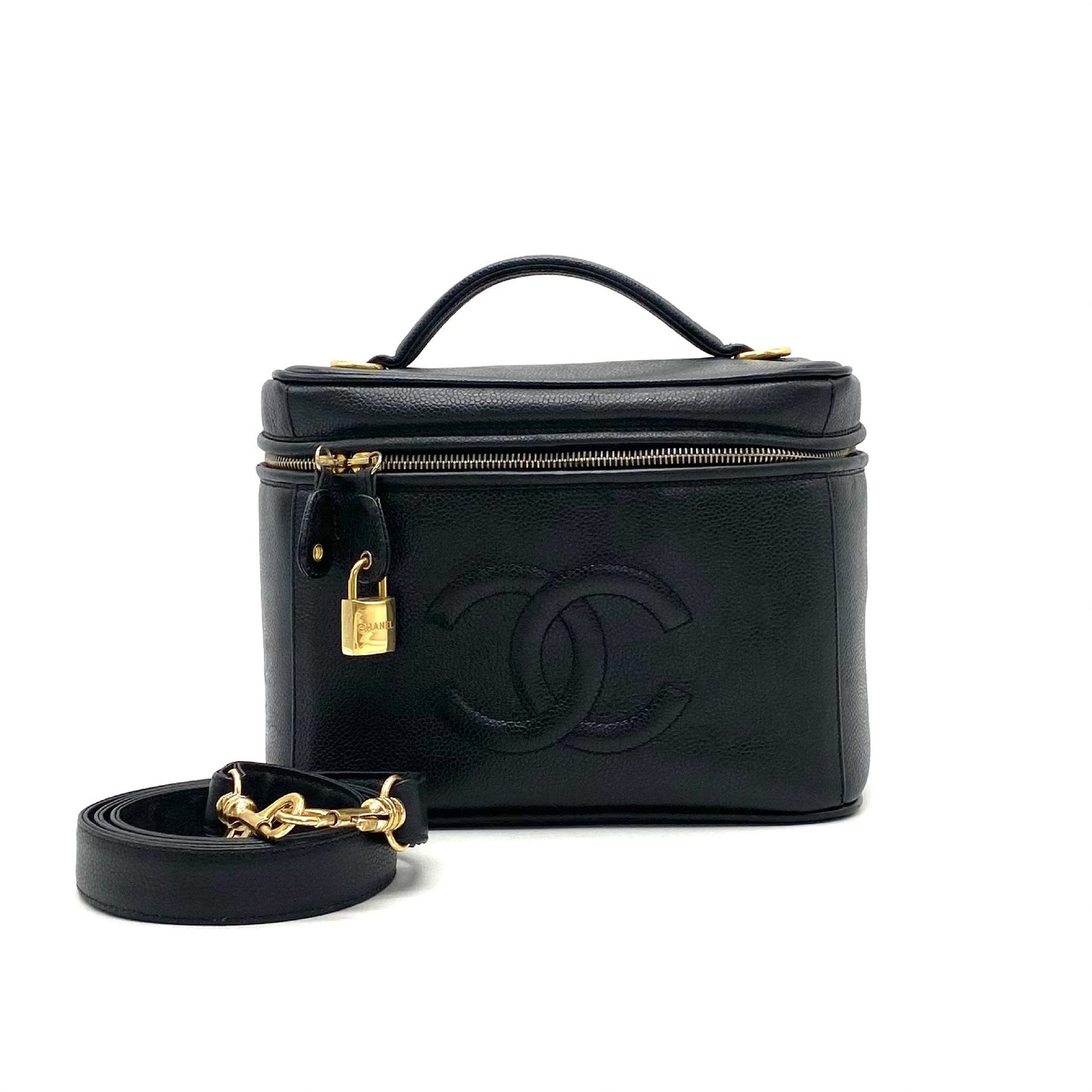 CHANEL CHANEL Coco Mark 2-way Caviar Skin Vanity Shoulder Bag