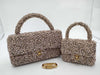 CHANEL Matelasse Tweed Parent-Child Bag in Purple and Beige with GD Hardware, No. 3 Handbag