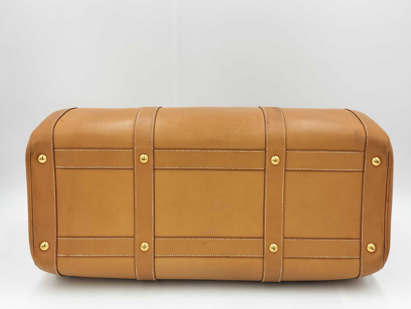 HERMES Arty Chamonix Natural Boston Bag with O-T Stamp and G Hardware