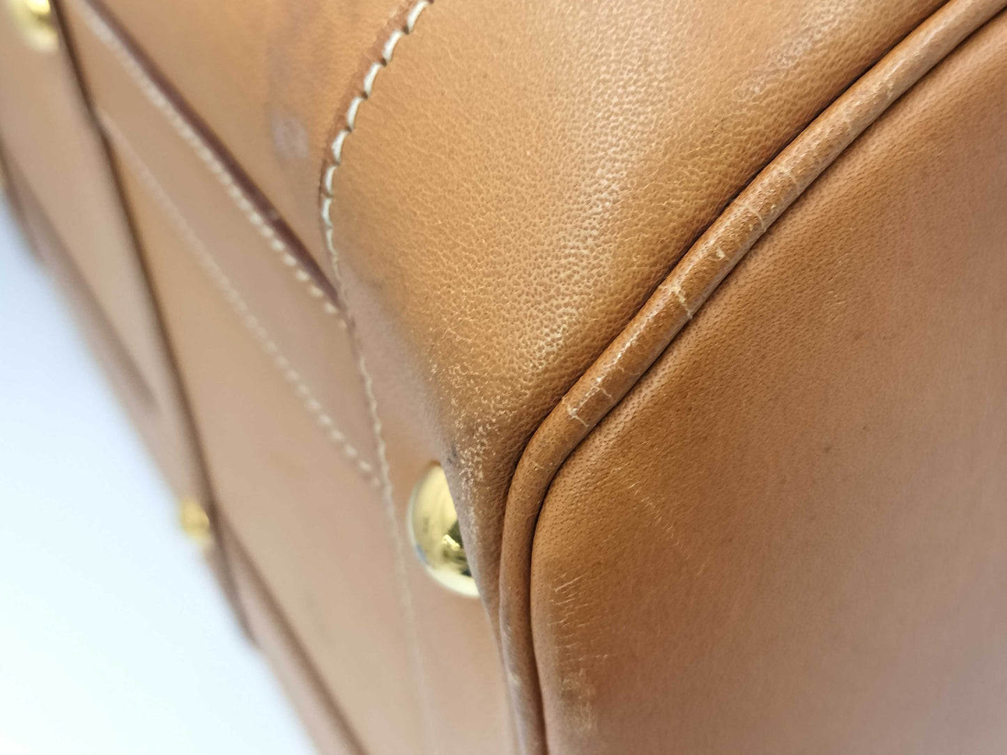 HERMES Arty Chamonix Natural Boston Bag with O-T Stamp and G Hardware